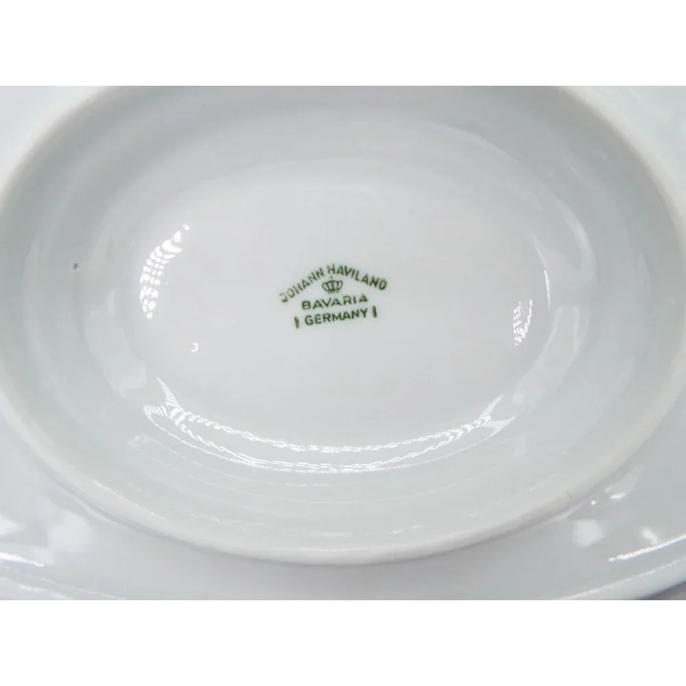 Johann Haviland Sepia Rose Gravy Boat Attached Underplate Bavaria Germany